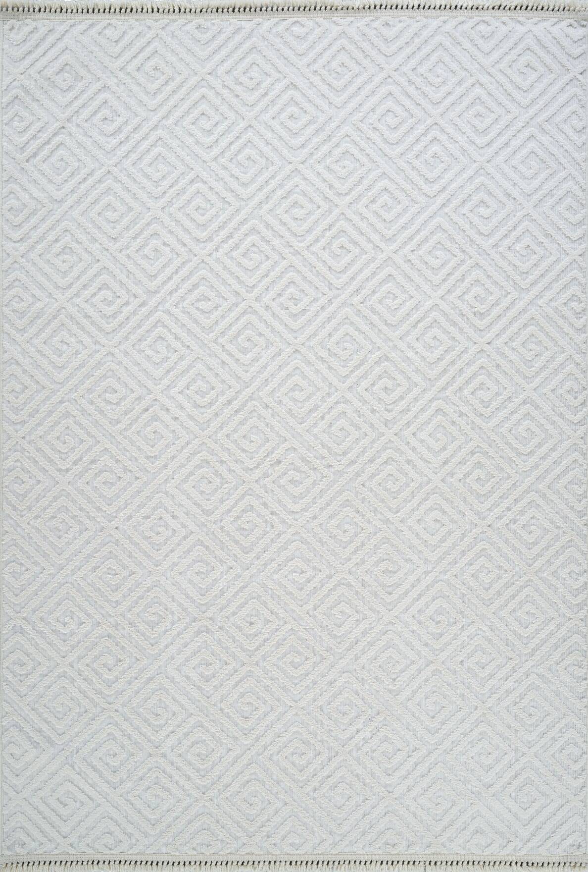 Anemon 6811 Beyaz - Polyester Dokuma Halı | İskandinav Salon Halısı